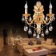 Exquisite Crystal Drops Light Bedside Hallway Lighting European Wall Lamp Golden Petal Wall Sconce