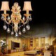 Exquisite Crystal Drops Light Bedside Hallway Lighting European Wall Lamp Golden Petal Wall Sconce