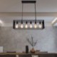 6-Light Farmhouse Hanging Light Rustic Rectangular Pendant Light For Living Room