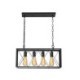 4-Light Farmhouse Hanging Light Rustic Rectangular Pendant Light For Living Room