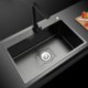 Single Bowl Thicker Kitchen Sink in Black Stainless Steel