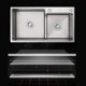 Double Bowl Stainless Steel Silver Kitchen Sink Vegetable Washing Sink