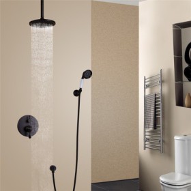 ORB Rain Shower Faucet in Antique Black with Ceiling Mount Shower Head